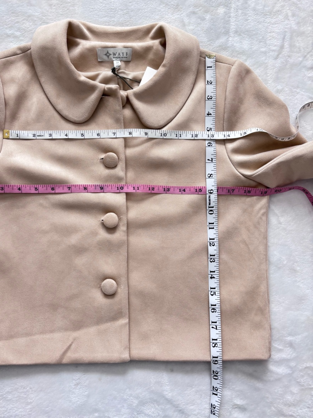 WAYF Elena Cream Cropped Suede-Like Button Front Jacket--NWT--S - Picture 15 of 16
